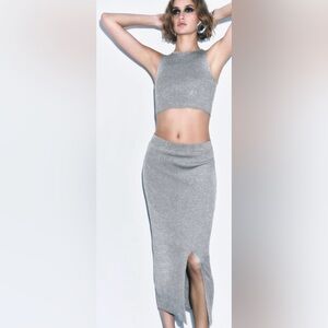 Zara Metallic Knit Matching Set Brand New w/ Tags! MEDIUM